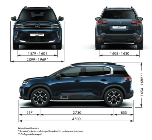 Szkic techniczny Citroen C5 Aircross SUV Plug-In Facelifting