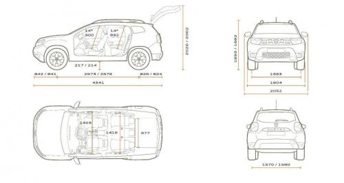 Szkic techniczny Dacia Duster II SUV Facelifting
