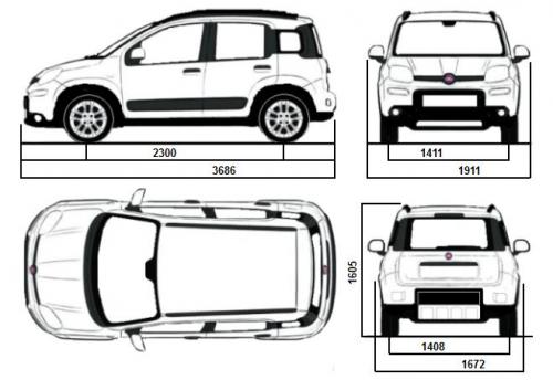 Szkic techniczny Fiat Panda III 4x4 Seria 2
