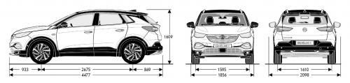 Szkic techniczny Opel Grandland/Grandland X Hybrid 4
