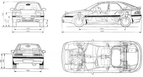 Szkic techniczny Mazda 323 IV F