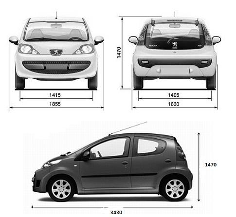 Peugeot 107 размеры