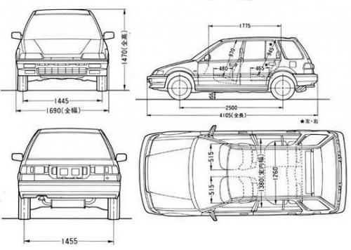 Szkic techniczny Honda Civic IV Kombi