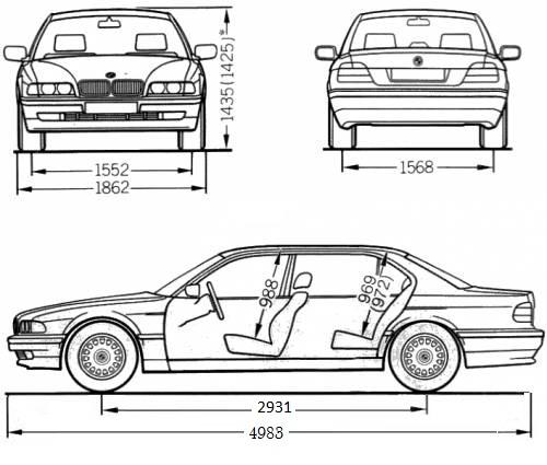 Szkic techniczny BMW Seria 7 E38