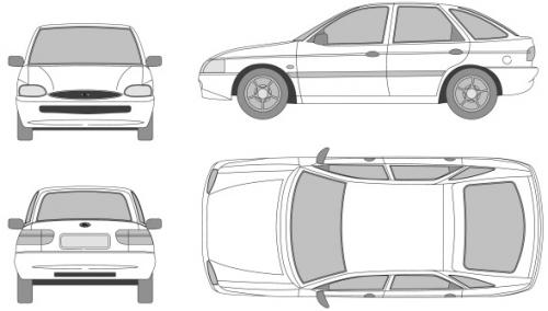 Szkic techniczny Ford Escort VII Hatchback