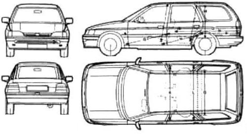 Szkic techniczny Ford Escort V Kombi
