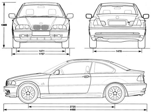 Szkic techniczny BMW Seria 3 E46 Coupe
