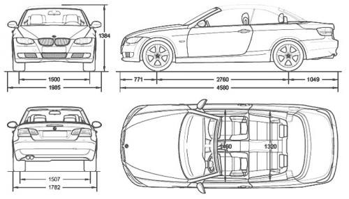 Szkic techniczny BMW Seria 3 E90-91-92-93 Cabrio E93