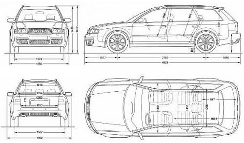 Szkic techniczny Audi A6 C5 RS6 Avant