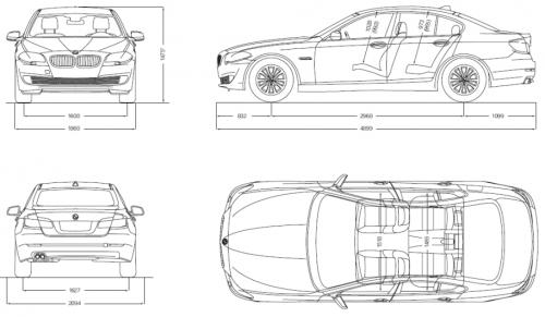 Szkic techniczny BMW Seria 5 F10-F11 Limuzyna