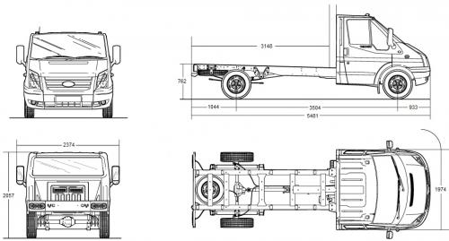 Ford Transit VI Podwozie z kabiną MWB • Dane techniczne