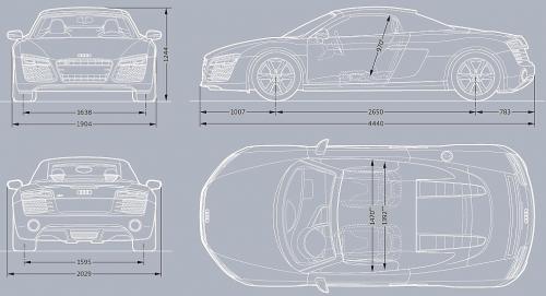 Szkic techniczny Audi R8 I Spyder Facelifting