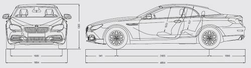 Szkic techniczny BMW Seria 6 F06-F12-F13 Cabrio Facelifting