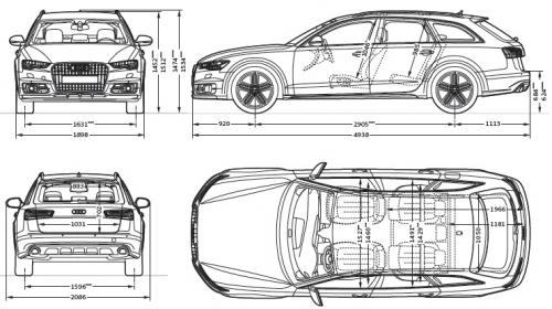 Szkic techniczny Audi A6 C7 Allroad quattro facelifting