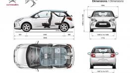 Citroen DS3 Hatchback 3D - szkic auta - wymiary
