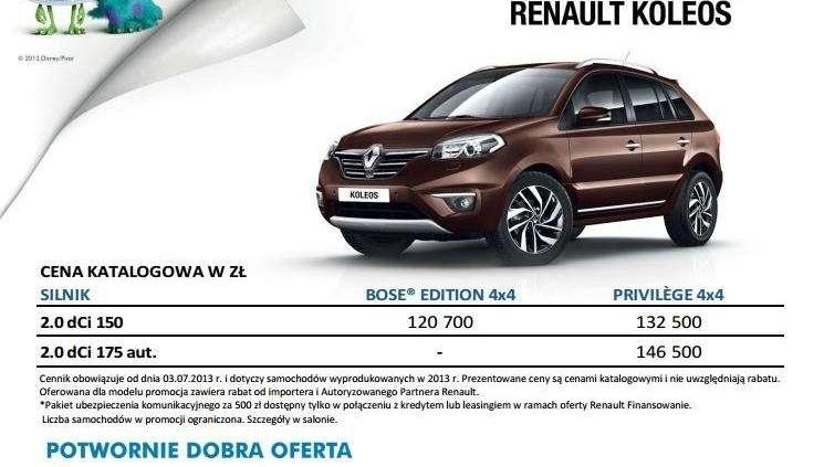 Renault Koleos oficjalne ceny odświeżonego Francuza