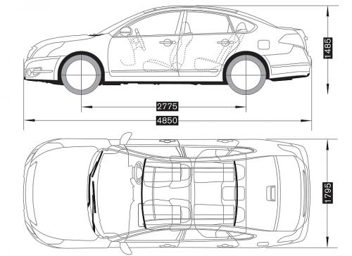 Szkic techniczny Nissan Teana J32