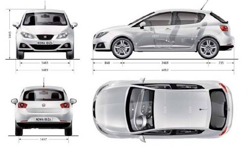 Szkic techniczny Seat Ibiza IV Hatchback 5d