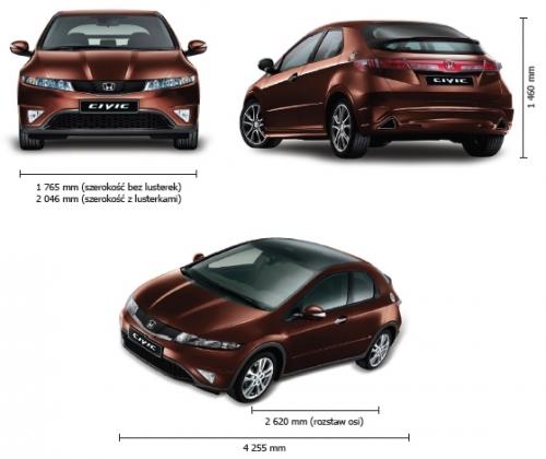 Szkic techniczny Honda Civic VIII Hatchback 5d