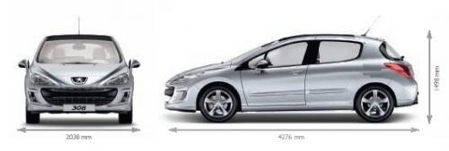 Szkic techniczny Peugeot 308 I Hatchback 3d