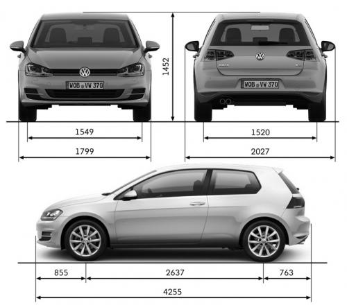 Szkic techniczny Volkswagen Golf VII Hatchback 3d