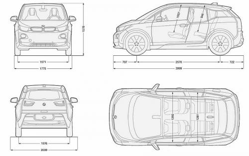Szkic techniczny BMW i3 G28 Hatchback i3