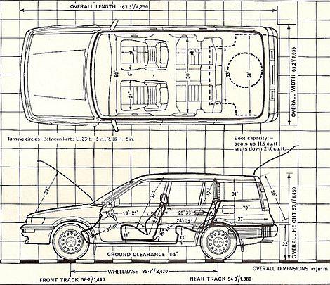 Szkic techniczny Toyota Corolla VI Kombi
