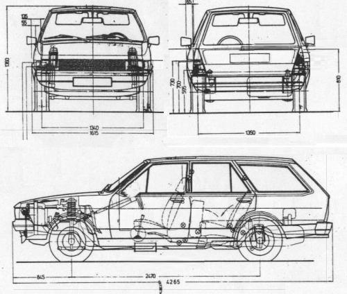 Szkic techniczny Volkswagen Passat B1 Kombi