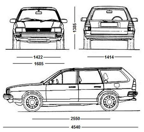 Szkic techniczny Volkswagen Passat B2 Kombi