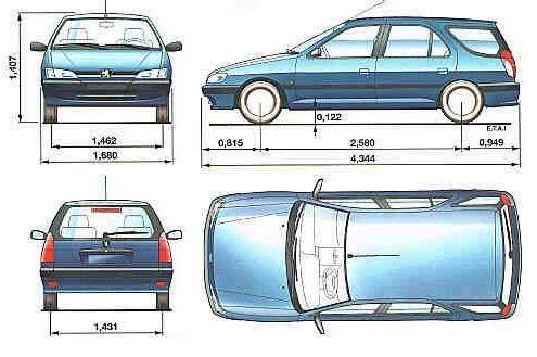 Szkic techniczny Peugeot 306 II Kombi