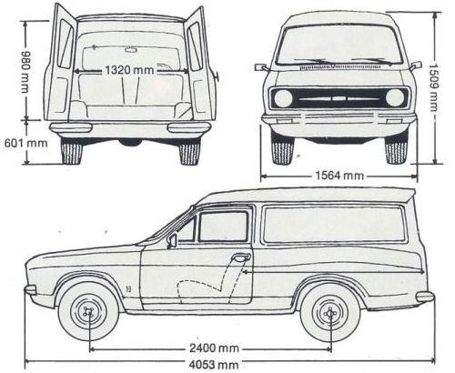 Szkic techniczny Ford Escort II Kombi