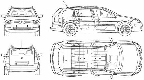 Szkic techniczny Renault Megane II Kombi