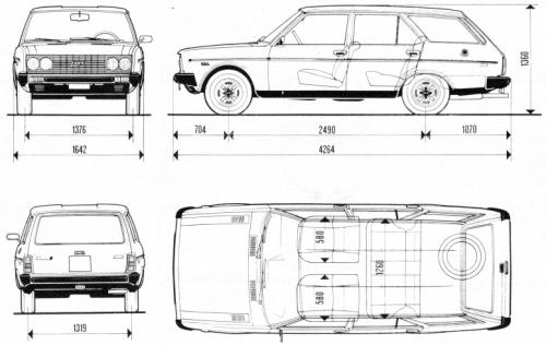 Szkic techniczny Fiat 131 Kombi
