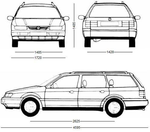 Szkic techniczny Volkswagen Passat B4 Kombi