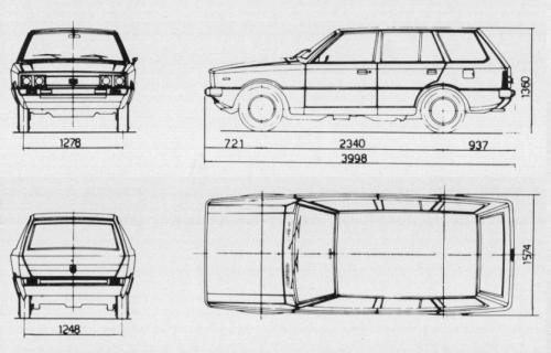 Szkic techniczny Hyundai Pony I Kombi
