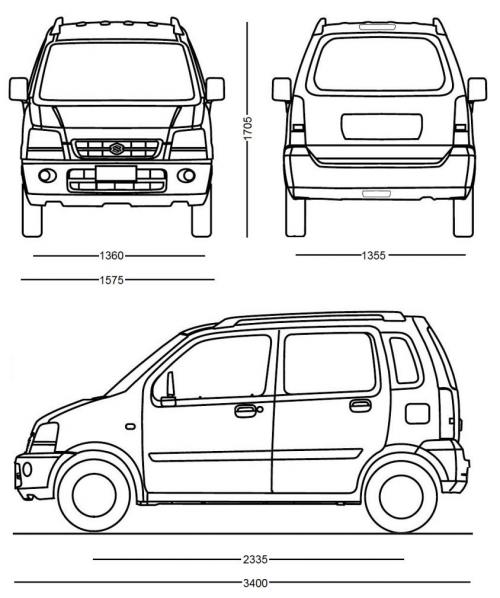 Szkic techniczny Suzuki Wagon I