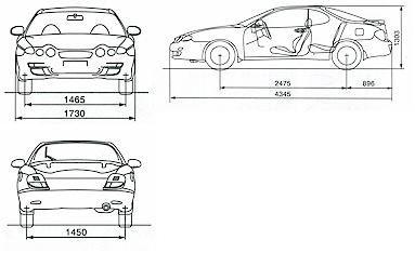 Szkic techniczny Hyundai Tiburon II