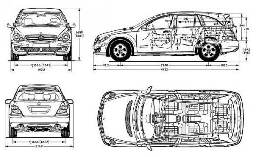Szkic techniczny Mercedes Klasa R Off-roader