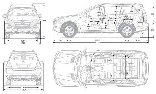 Szkic techniczny Mercedes Klasa GL X164 Off-roader