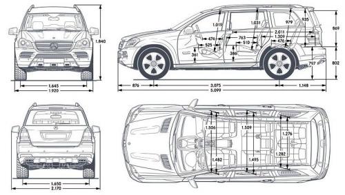 Szkic techniczny Mercedes Klasa GL X166 Off-roader