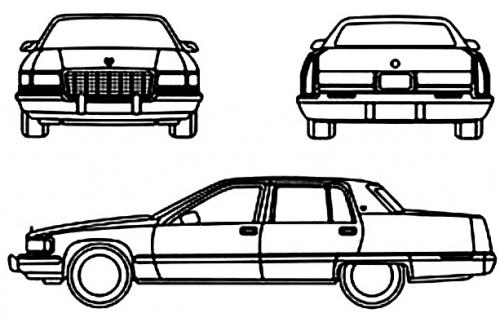 Szkic techniczny Cadillac Fleetwood V