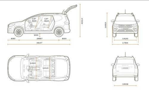 Szkic techniczny Dacia Jogger