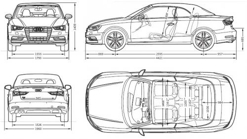 Szkic techniczny Audi A3 8V Cabriolet