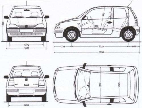 Szkic techniczny Seat Arosa I