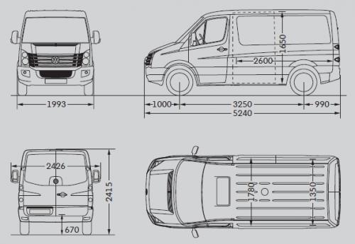 Szkic techniczny Volkswagen Crafter I Furgon krótki rozstaw osi