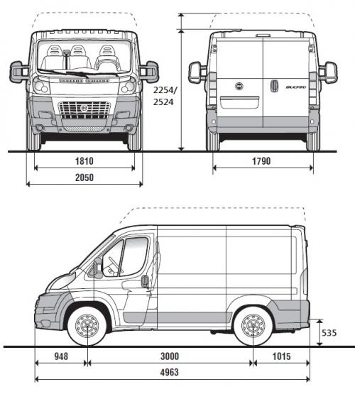 Szkic techniczny Fiat Ducato III Furgon krótki