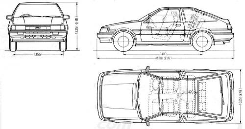 Szkic techniczny Toyota Corolla IV Coupe