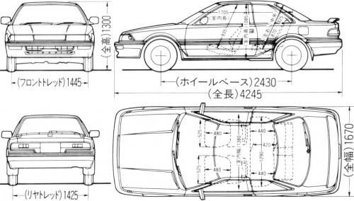Szkic techniczny Toyota Corolla VI Coupe