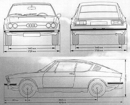 Szkic techniczny Audi 100 C1 Coupe