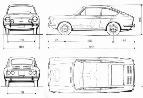Szkic techniczny Fiat 850 Coupe